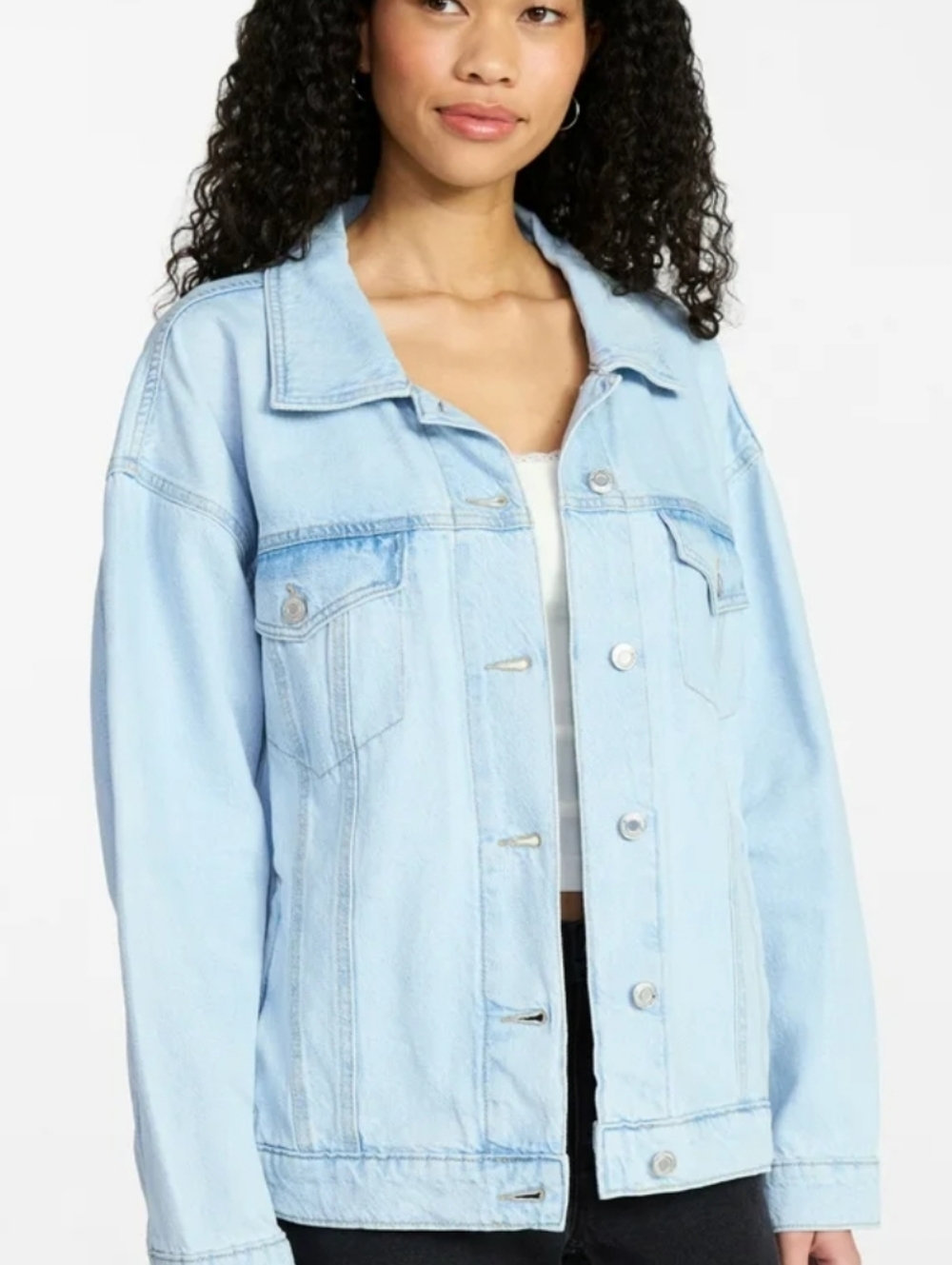 No Boundaries Womens Light Denim Jean Jacket Oversized XL NWT